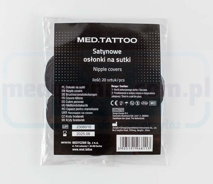 MED.TATTOO - Osłonki satynowe na sutki czarne 20szt